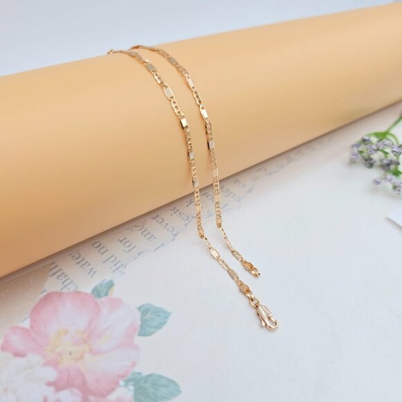 Rose Gold Figaro Chain Necklace with High Polish Finish - 44cm, XPNL0054 - Picture 8 of 12